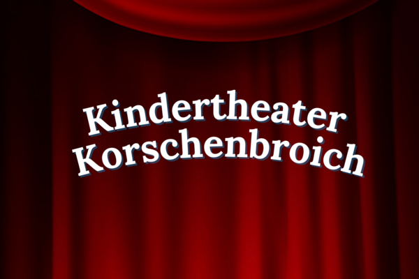 Schriftzug_Kindertheater_Korschenbroich_vor_rotem_Vorhang